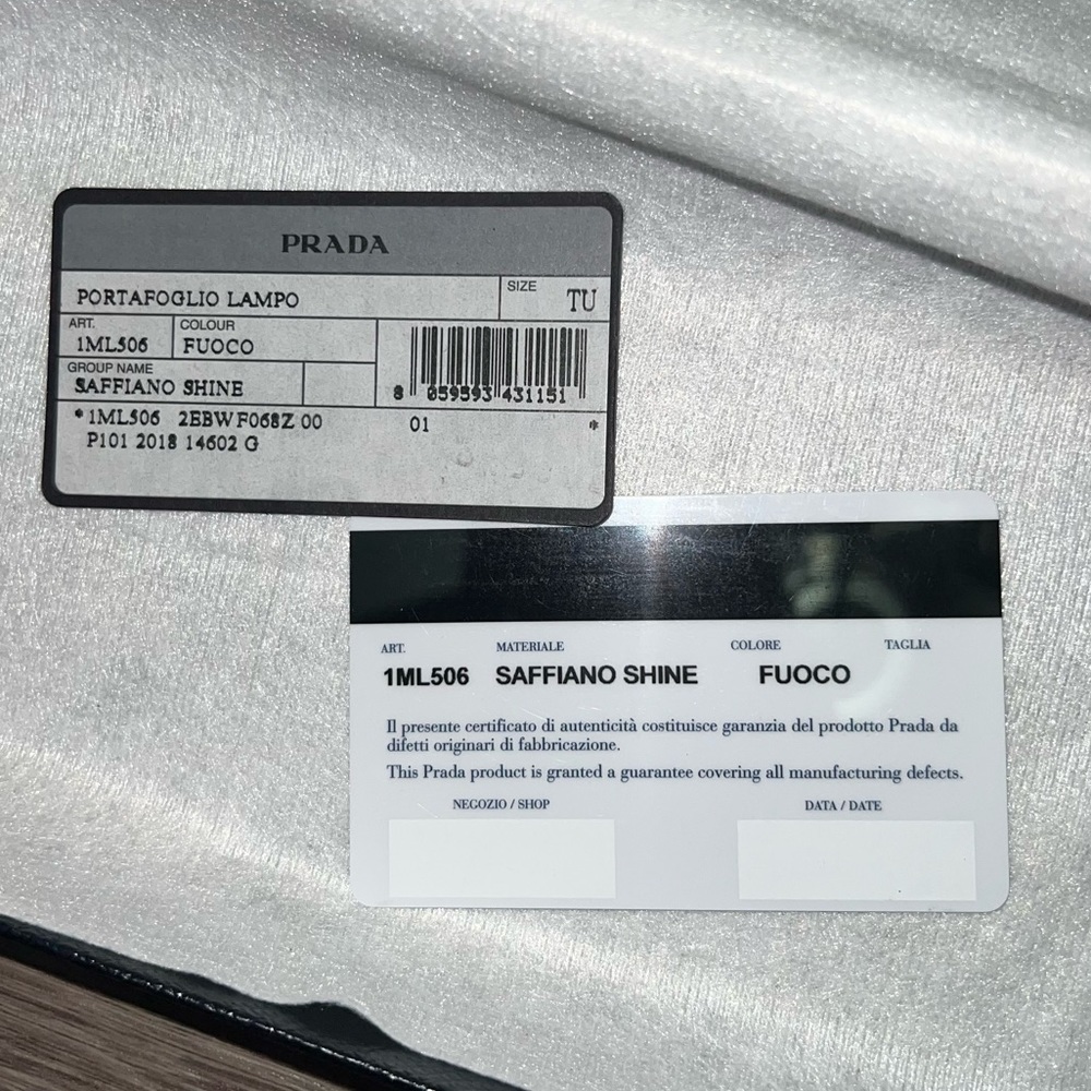 Auth PRADA Bundle Long Wallet Saffiano Shine Fuoco Red Leather, Box & Card - Picture 3 of 12